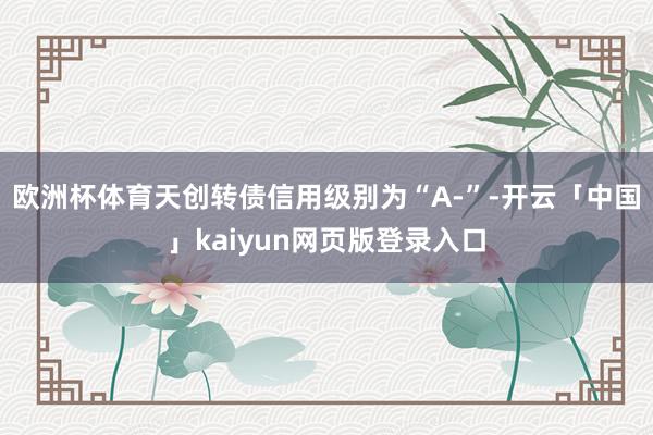 欧洲杯体育天创转债信用级别为“A-”-开云「中国」kaiyun网页版登录入口