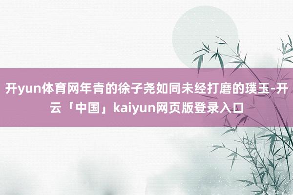 开yun体育网年青的徐子尧如同未经打磨的璞玉-开云「中国」kaiyun网页版登录入口