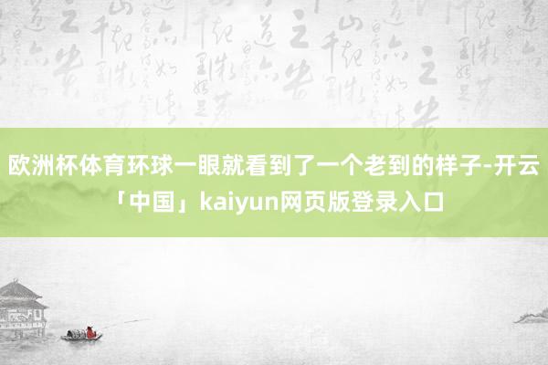 欧洲杯体育环球一眼就看到了一个老到的样子-开云「中国」kaiyun网页版登录入口