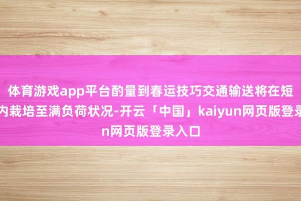 体育游戏app平台酌量到春运技巧交通输送将在短时候内栽培至满负荷状况-开云「中国」kaiyun网页版登录入口
