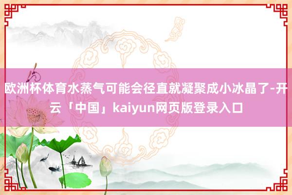 欧洲杯体育水蒸气可能会径直就凝聚成小冰晶了-开云「中国」kaiyun网页版登录入口